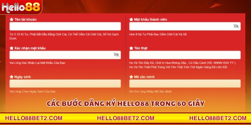 Các bước đăng ký Hello88 trong 60 giây